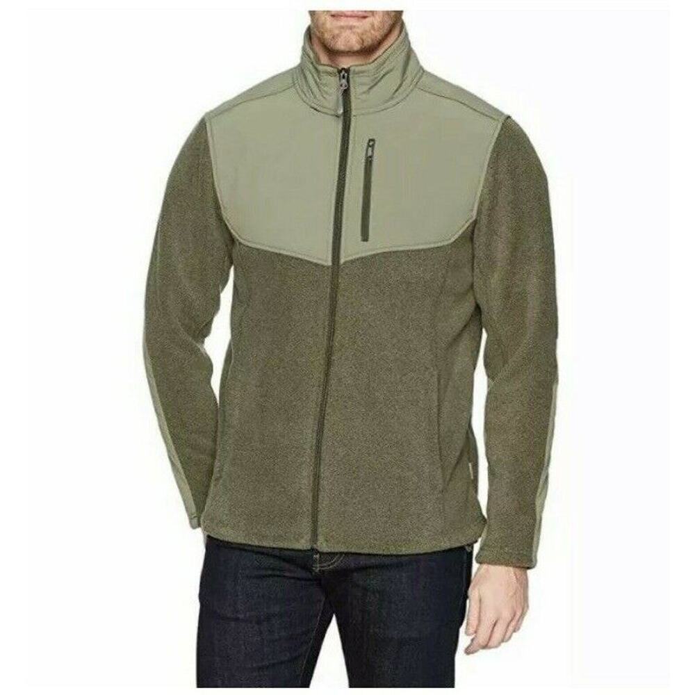 New White Sierra Large Jacket Sherpa Full Zip Green Fleece Pocket Full Zip NWT